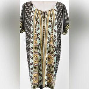 NWT TIGERLILY Size Med ShortSleeve Dalmatia MU MU Stretch Dress Multicolored